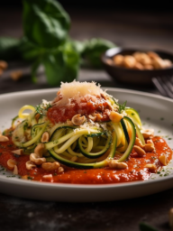 Cashew-Parmesan mit Zucchini Nudeln