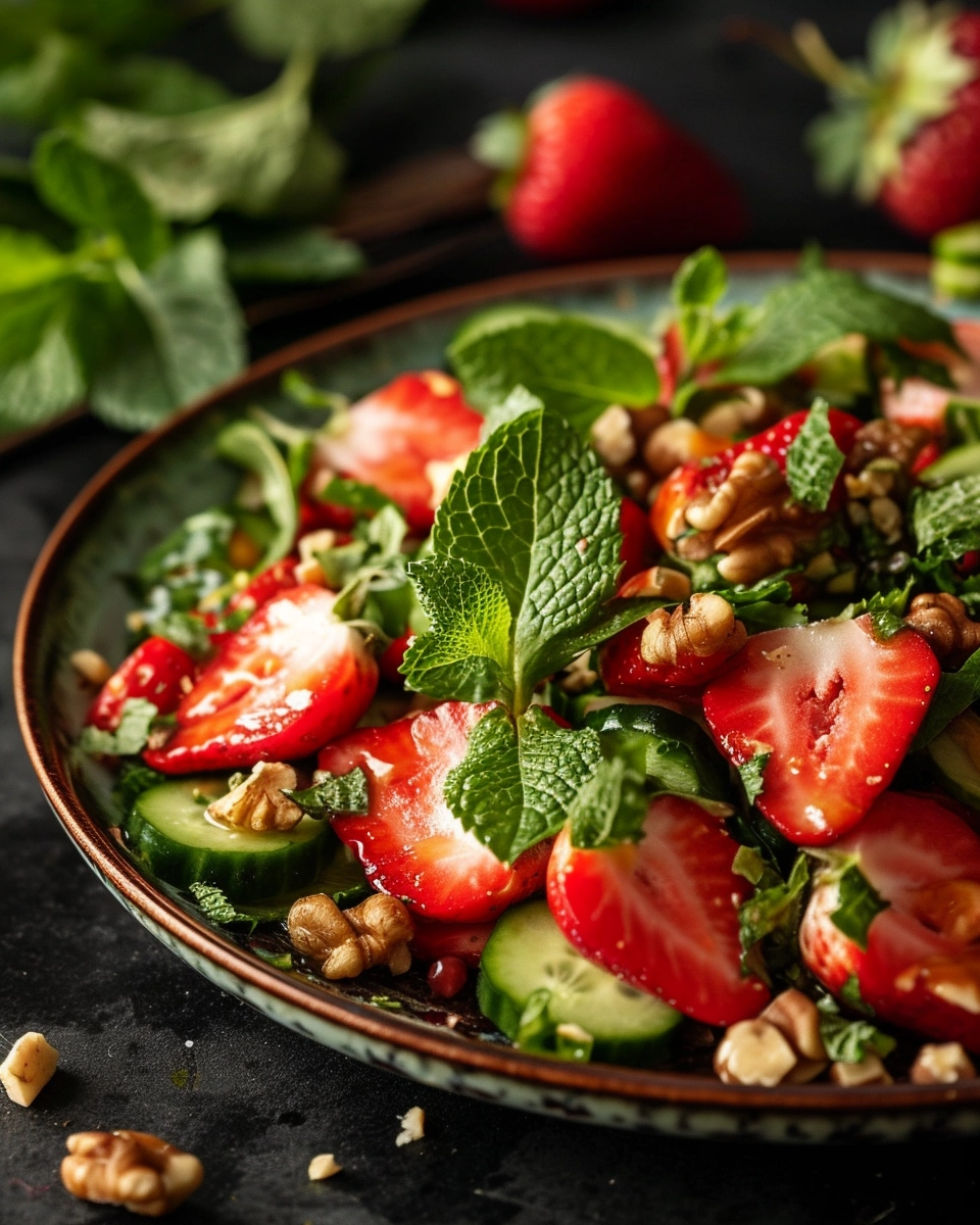 Frische Explosion im Mund – Erdbeer-Gurken-Salat mit Minze * go nut Frische Explosion im Mund – Erdbeer-Gurken-Salat mit Minze * go nut