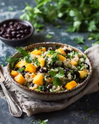 Quinoa-Salat mit Mango und schwarzen Bohnen