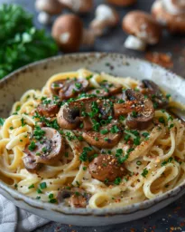 Cashew-Creme-Pasta mit Pilzen