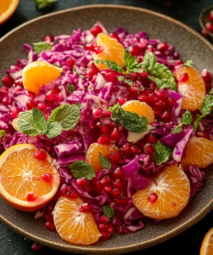 Rotkohl Orangen Salat mit Granatapfelkernen