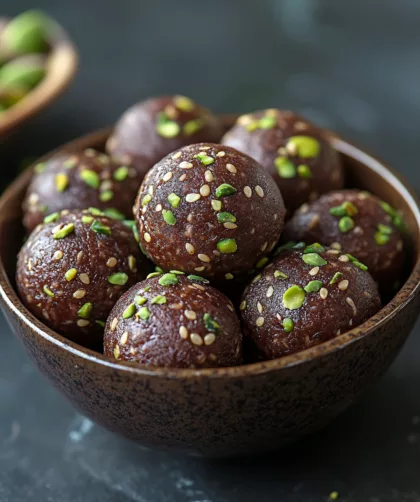 Pistazien Bliss Balls in einer Schale