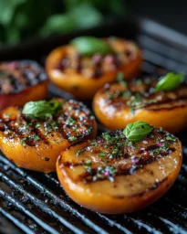 Gegrillte Pfirsiche mit Balsamico und Basilikum