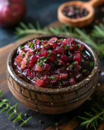 Rhabarber-Chutney in einer Bowl