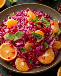 Red Cabbage and Orange Salad with Pomegranate Seeds