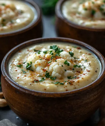 Cauliflower Cashew Soup in a bowl