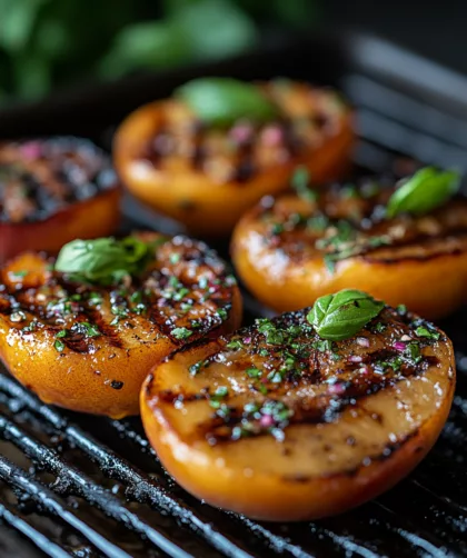 Grilled Peaches with Balsamic and Basil