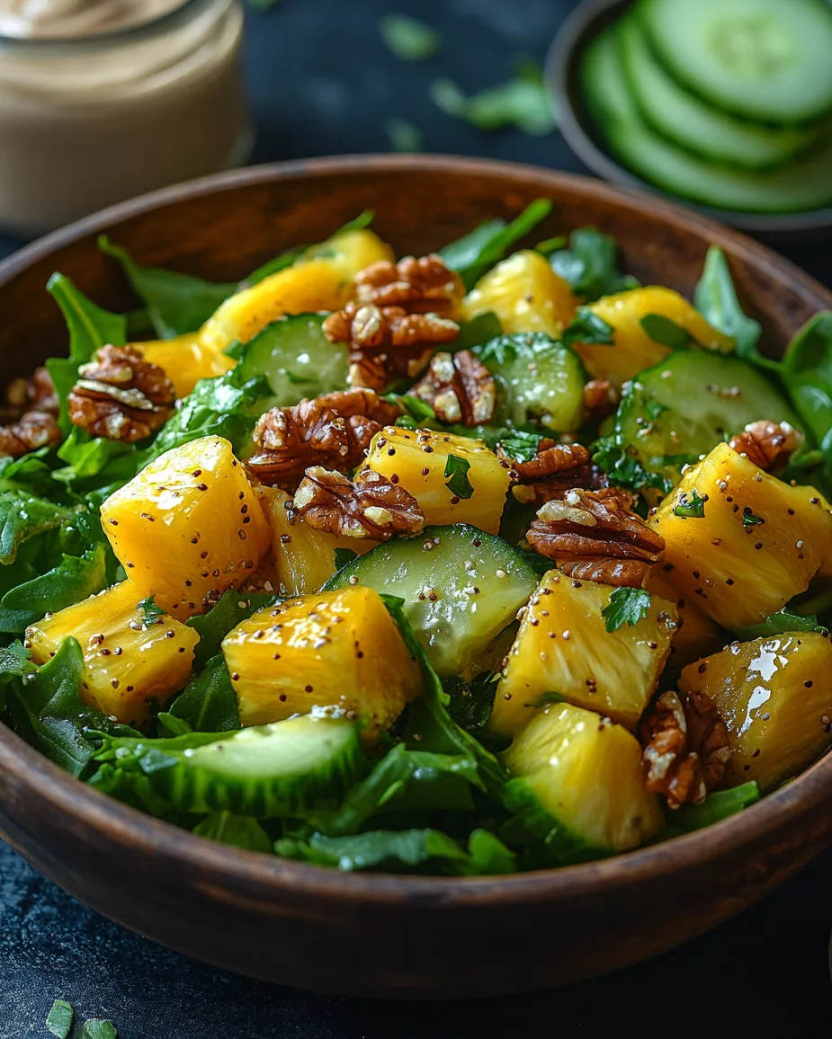 Fresh Pineapple Salad with Arugula, Avocado, and Lime-Tahini Dressing * go nut