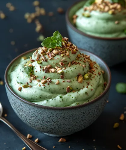 Pistachio Mousse in a bowl